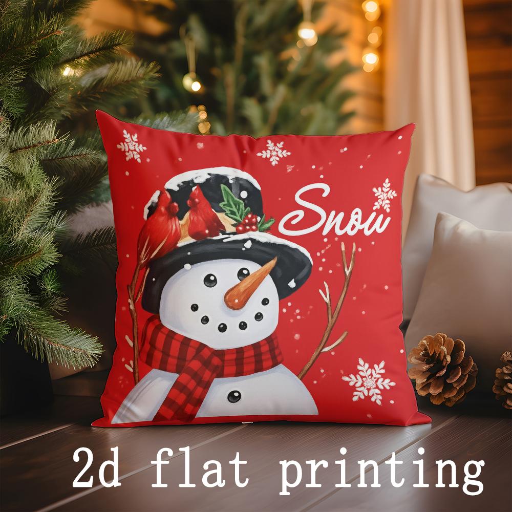 Home Decor Christmas-themed Snow and Tree Pillow Covers Pattern Cushion Cover Suitable for Sofa Bedroom Car Pillow Cover