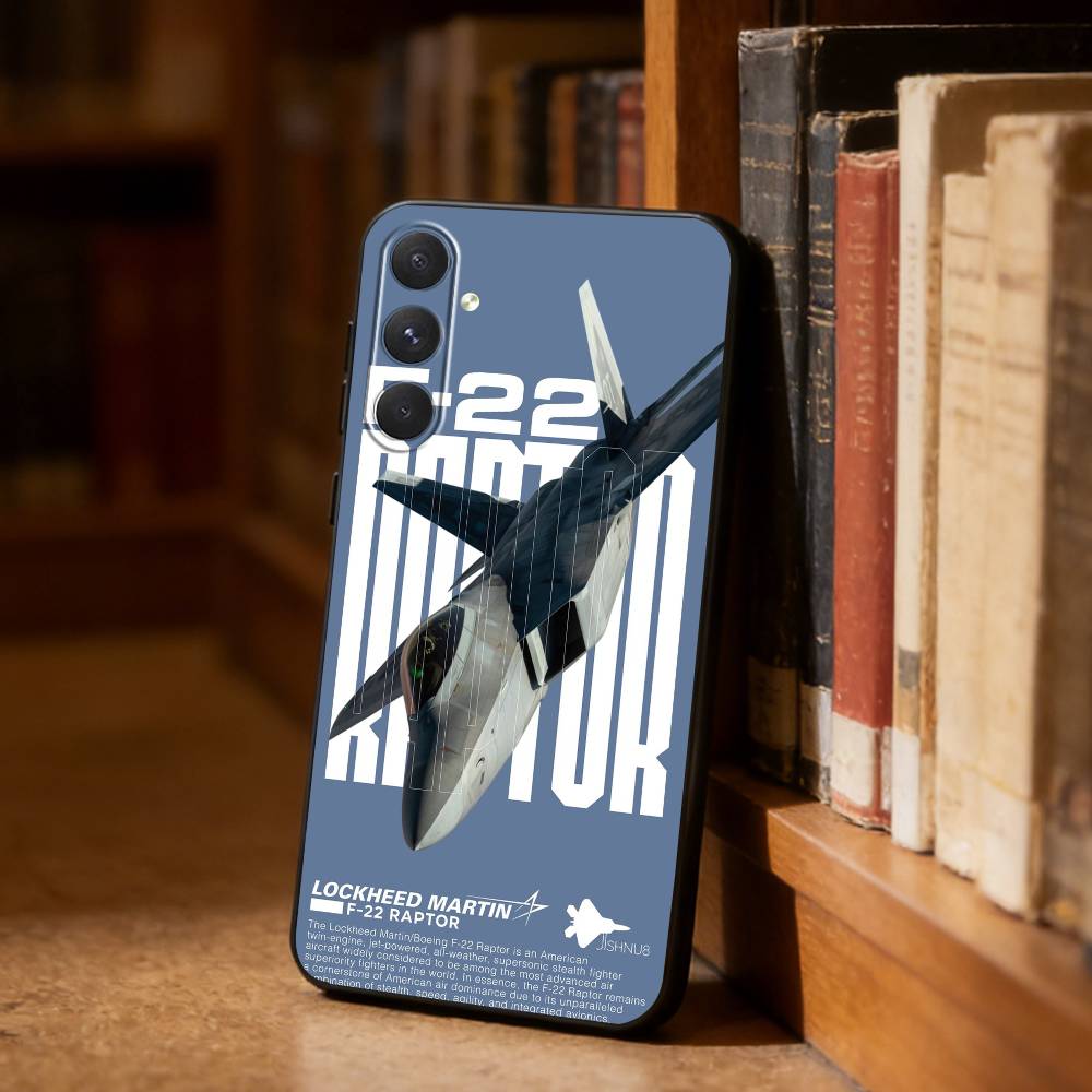 Fighter Plane F-22 Raptor Phone Case For Samsung S26,S25,S24,S23,S22,S21,Plus,Fe,Lite,Others Black Cover