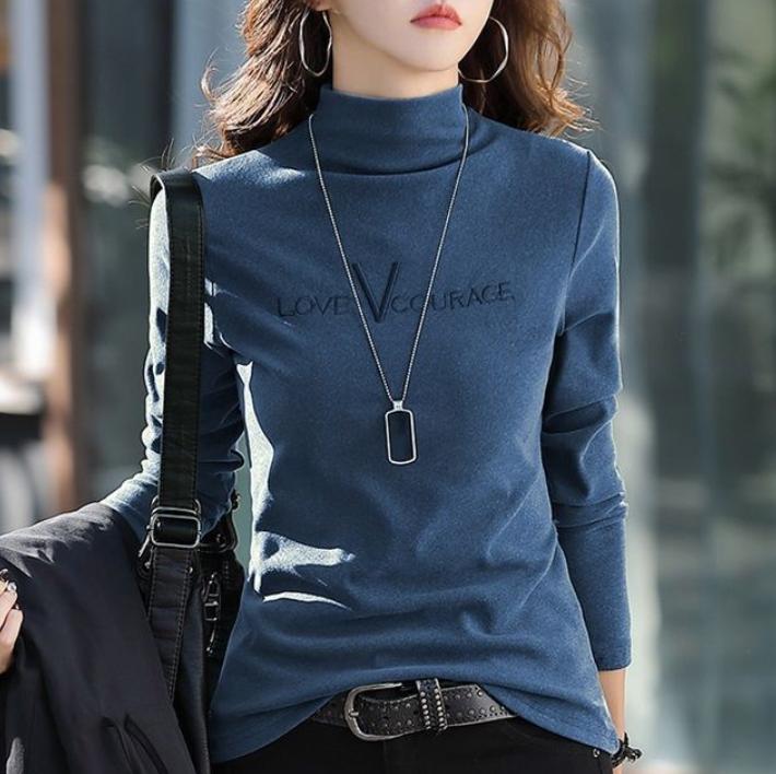 

Зимняя женская теплая блузка, водолазка, пуловеры с вышивкой и толстым дном, рубашка для женщин XXXL синий