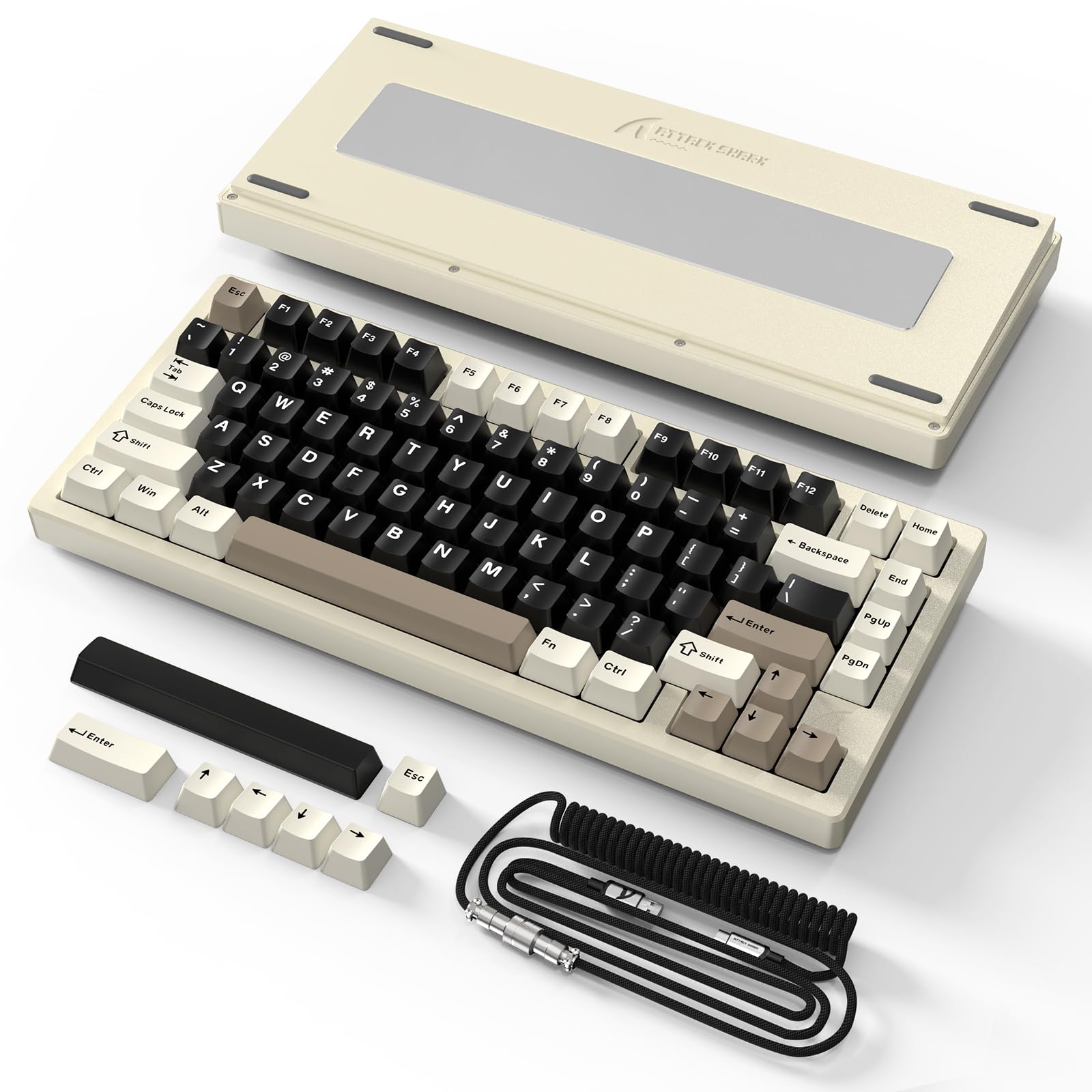 

ATTACK SHARK X75 Gaming 81 Mechanical Gasket Electrophoretic MX Custom Lubricated Crystal Axis PBT 5000mAh Windows Compliance Cheese White Keyboard,