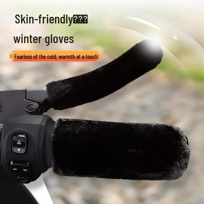 New Electric Vehicle & Motorcycle Handlebar Warmers - Winter Plush, Thick, Cold-Proof