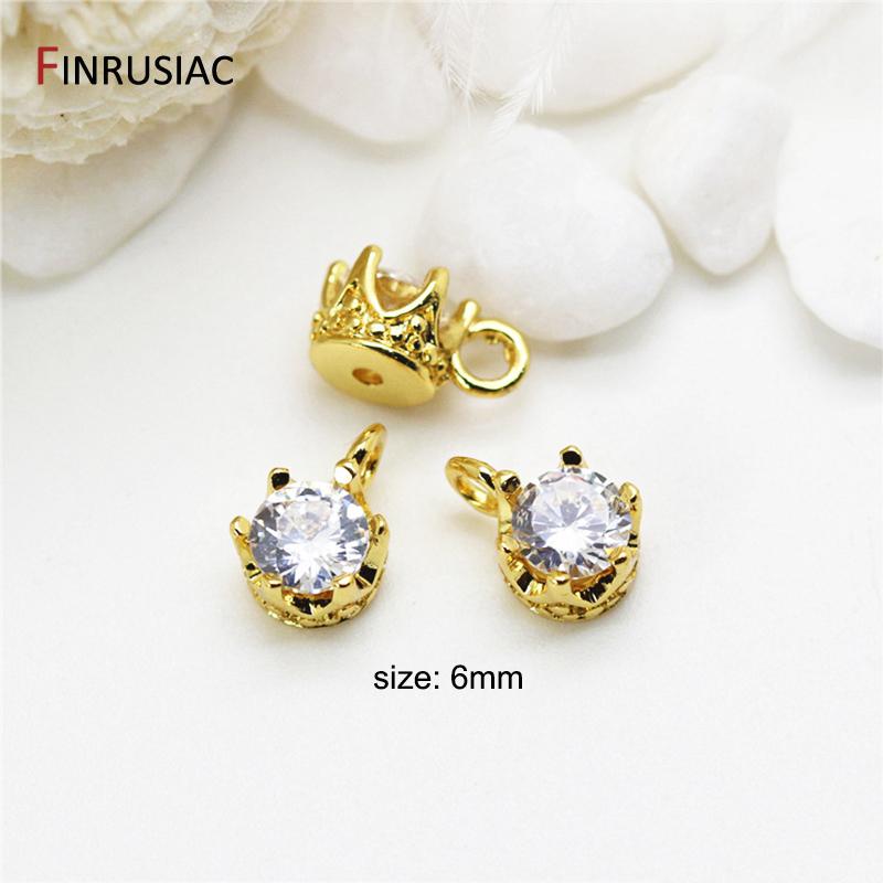 6 Types 14K Gold Plated Brass Zircon Rhinestone Pendants Charms,Jewelry Making For DIY Necklace Earrings Findings Accessories