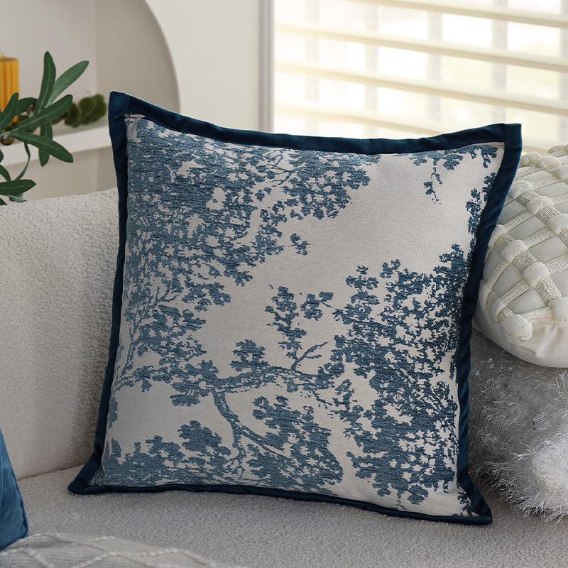 Ins Cream Style Pillow Blue Pillow Case Sofa Model Room Hotel B&B Bay Window Cushion Does Not Contain Core
