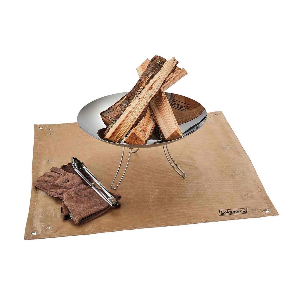 Coleman Fireplace Sheet, Approx. 80 x 80 cm, for Outdoor Camping, BBQs, and Outdoor Fires, Flame-Retardant, Heat-Resistant, with Pegs