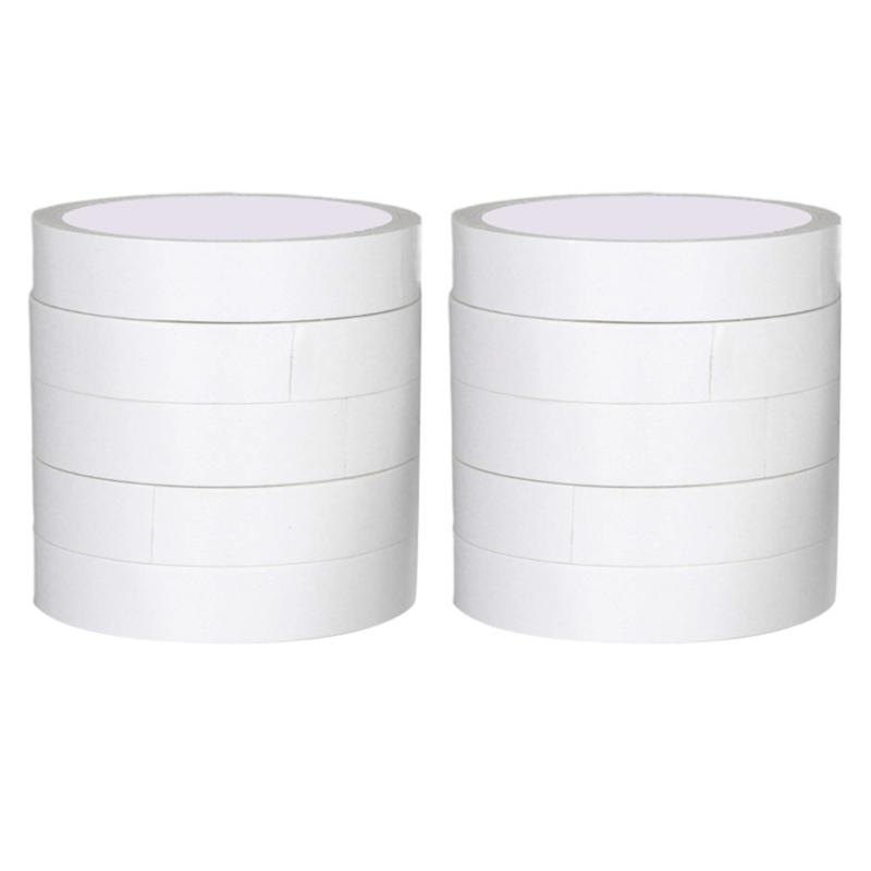 10 Rolls High Strength White Double Sided Tape Strong Adhesive Mounting Tape for Craft Scrapbooking 10Meter Per Roll