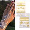 Hot Stamping Tattoo Stickers, Waterproof, Retro, Metal Temporary Tattoos, Dance Tattoos, Silver Stamping Tattoo Stickers, Party Decorations