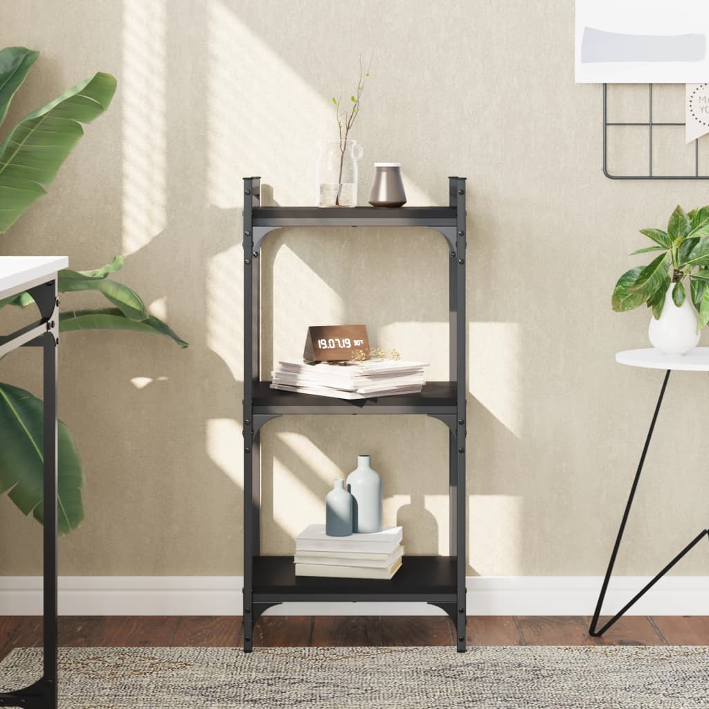Bookshelf 3 Shelves Black 40 X 30 X 86 Cm Engineered Wood