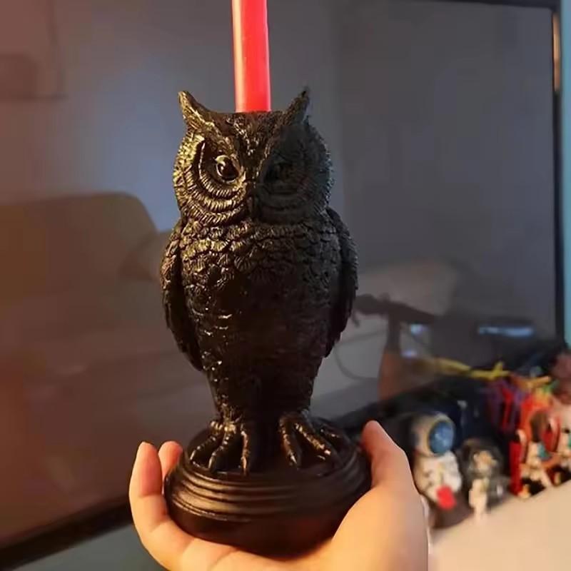 Halloween Gothic Style Owl Raven Candle Holder Craft Tabletop Ornament Halloween Candle Holder Candle Holders Decor for Table
