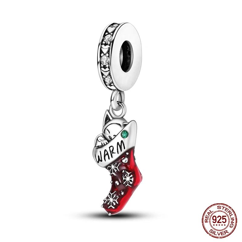 Lucky Snowflake Charm Bead Charms Compatible With 3mm Authentic Bracelets Copper Glitter Christmas Tree Crystal Ball Penguins Charm Bead Charms