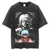 Gintama Manga Graphic Tshirt Sakata Gintoki Printed T Shirt Vintage Washed Oversized Tshirt Mens Clothing Short Sleeve Tees