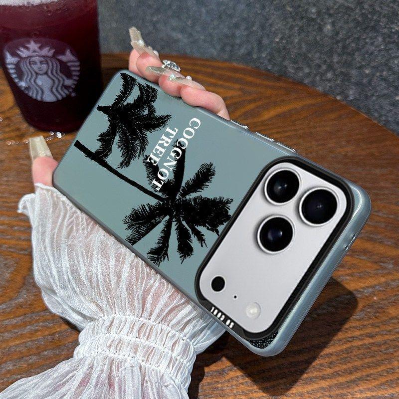 Simple Coconut Tree Silver Drop-Proof Case for iPhone 17/16/15/14/13 Pro