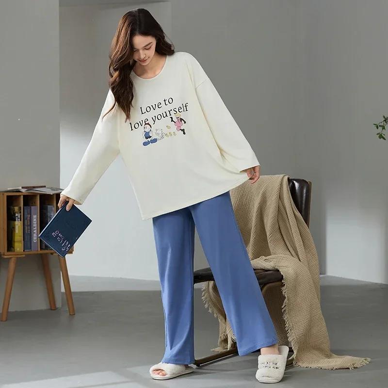 Cute Women's Pajamas Set Warm Pajamas Autumn and Winter Long Sleeve Long Pants Girls Pajamas Soft Pajamas Comfortable Cartoon Pajamas