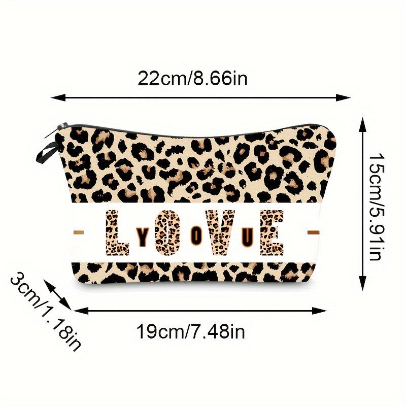 1 Stück Leoparden-Liebes-Print Kosmetiktasche Beutel, Damen Handtasche Reise Tragbare Kosmetik-Aufbewahrungstasche für Valentinstagsgeschenk