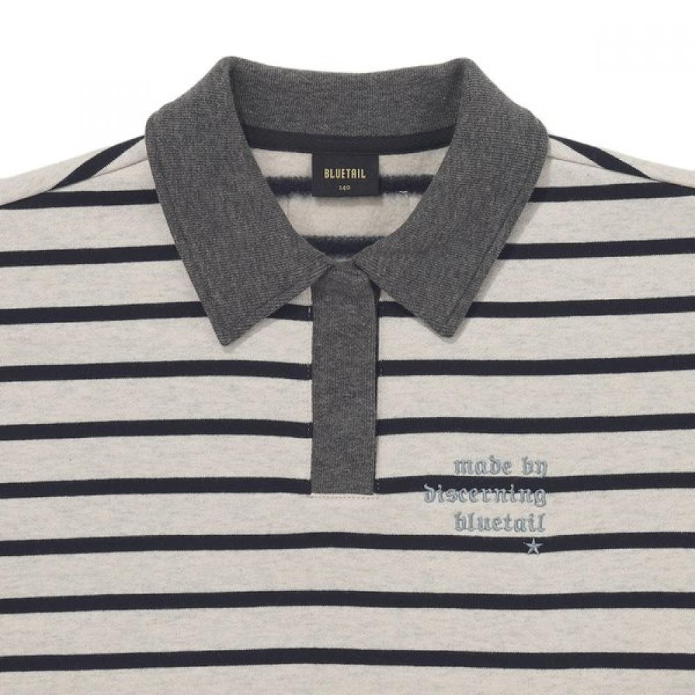 Bluetail Navy ConTrasT STripe Collar T shirT azi4Ts05nv