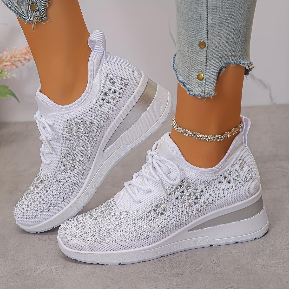 

Spring and Summer New Flyknit Height Increasing Women s Shoes, Shiny, Fashionable, Versatile, Thick Soled Sports Shoes for Women, Outdoor Travel Shoes 36 білий