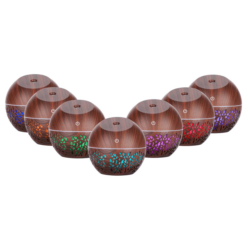 Mini Humidifier USB Night Light Dark Wood Grain Oil Diffuser Aroma Purifier 130ml