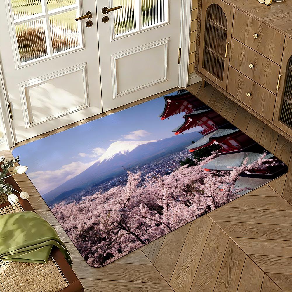 Mount Fuji Floor Mat Soft Thickened Absorbent Non-Slip Bedroom Living Room Door Mat Home Decor Flannel Rugs