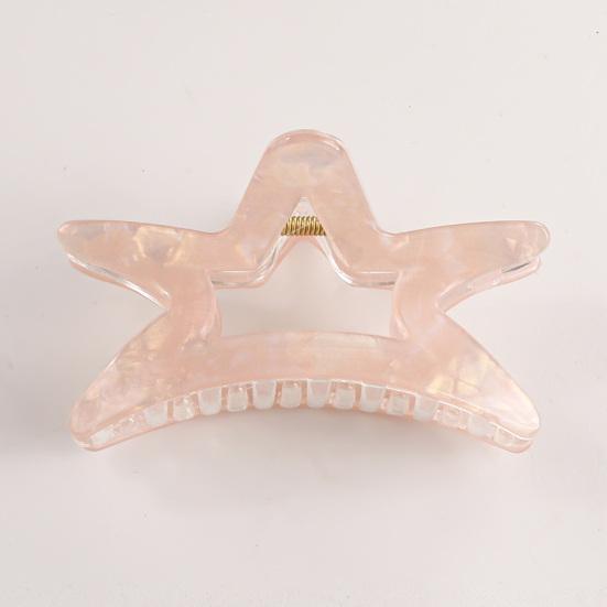 Hair Claw Hollow Five-Pointed Star Shape Hair Clip Medium Size Back Head Shark Hair Claw Anti-slip Teeth Strong Grip Hair