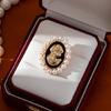Sophisticated Vintage Cameo Brooch Beauty's Head Pearls Accented Alloy Corsage Pin Jewelry for Dress Clothing