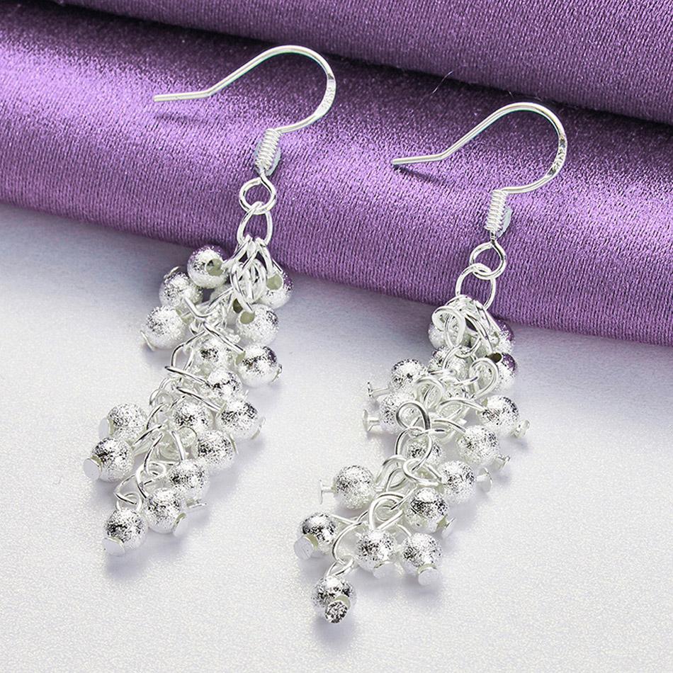 CHSHINE 925 Sterling Silver Matte Grape Drop Earrings For Women Wedding Party Fashion Charm Jewelry