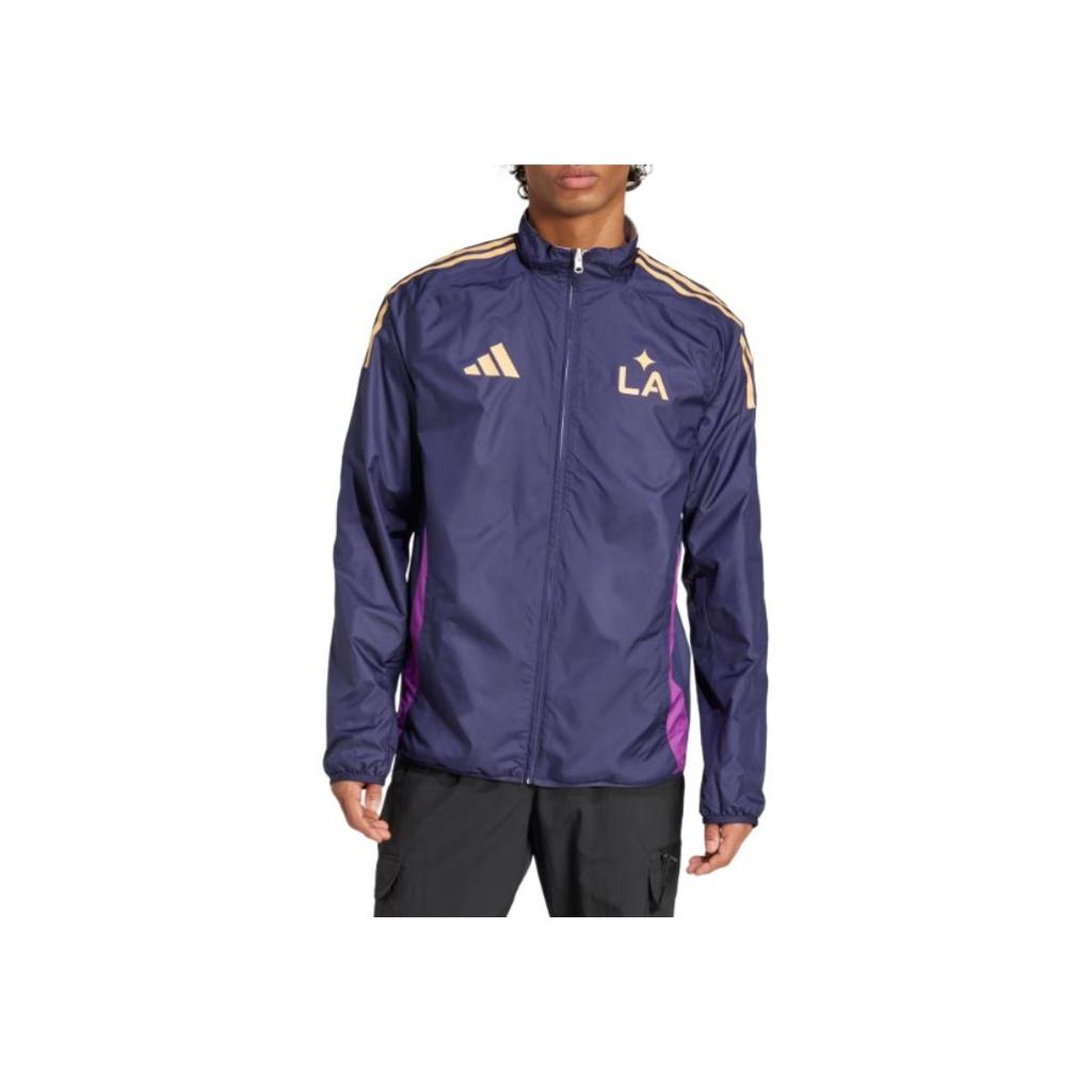 Adidas Los Angeles Galaxy 25-26 Anthem Retro Color Block Striped Reversible Jacket Men Jackets White JE5636
