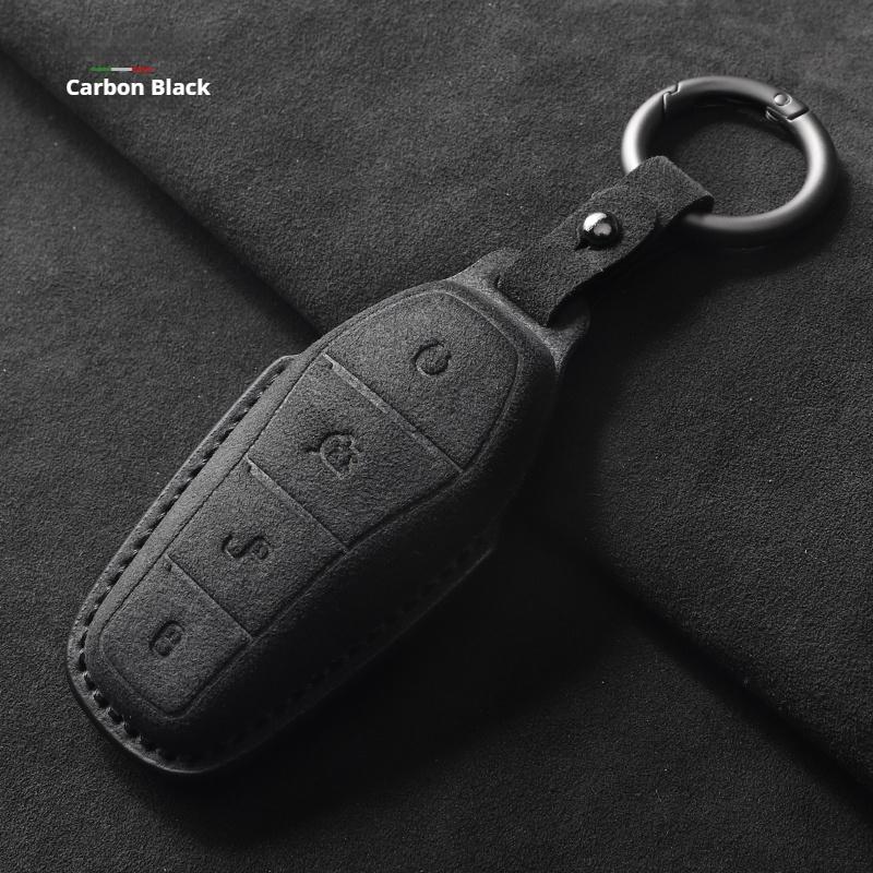 Suede Leather Car Key Case Cover Key Bag For Byd Han Ev Tang Dmi Song Pro Qin Plus Dolphin Yuan Protect Set Car Accessories