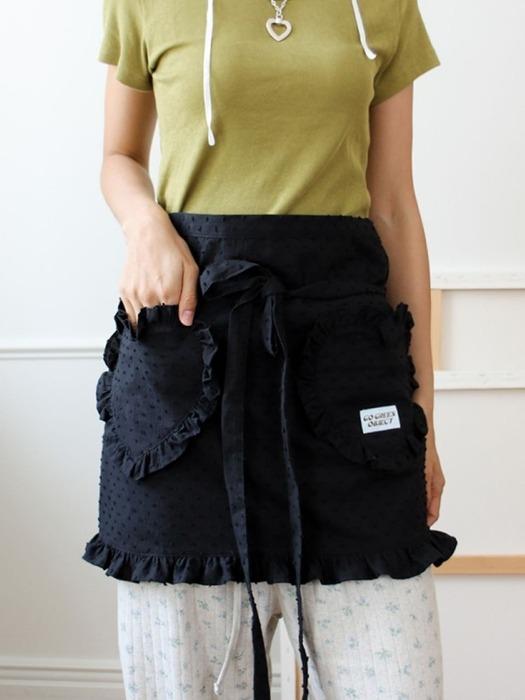 GoGreenObject Frill Black Heart Pocket Apron black
