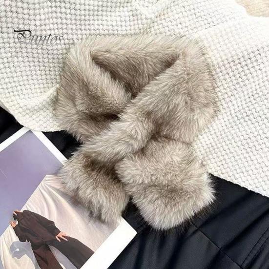Daily Outdoor Cycling Scarf Faux Fur Collar for Women, Plush Neck Warmer Scarf, Fluffy Solid Color Winter Accessories Scarves, Thanksgiving Christmas