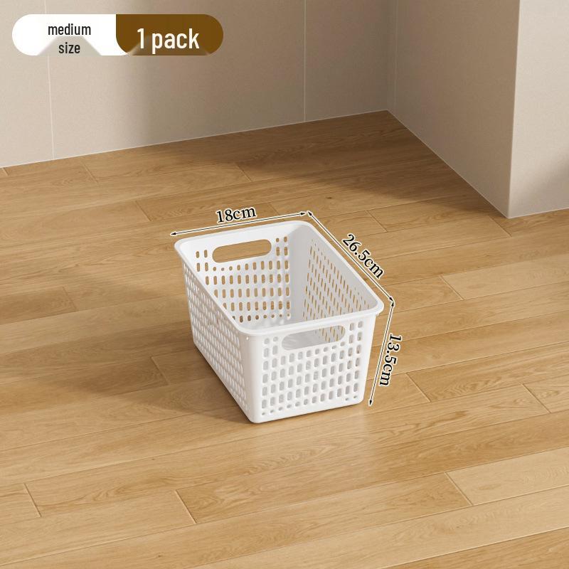 Multifunctional Plastic Desktop Storage Basket with Right Angle Partition