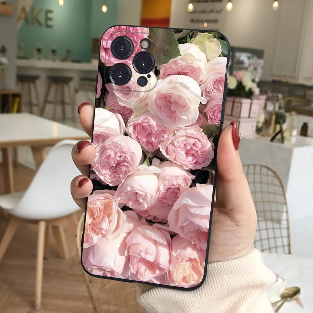 Elegant Pink Purple Peony Phone Case For iPhone 15 14 11 12 13 Mini Pro XS Max Cover 6 7 8 Plus X XR SE 2020 Funda Shell
