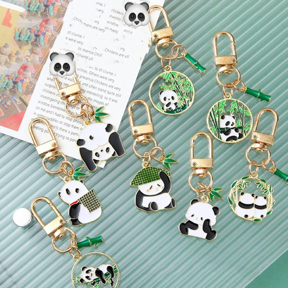 Kawaii Panda Metal Keychain Creative Panda Key Pendant Funny Panda Keyring  Keychain Accessories