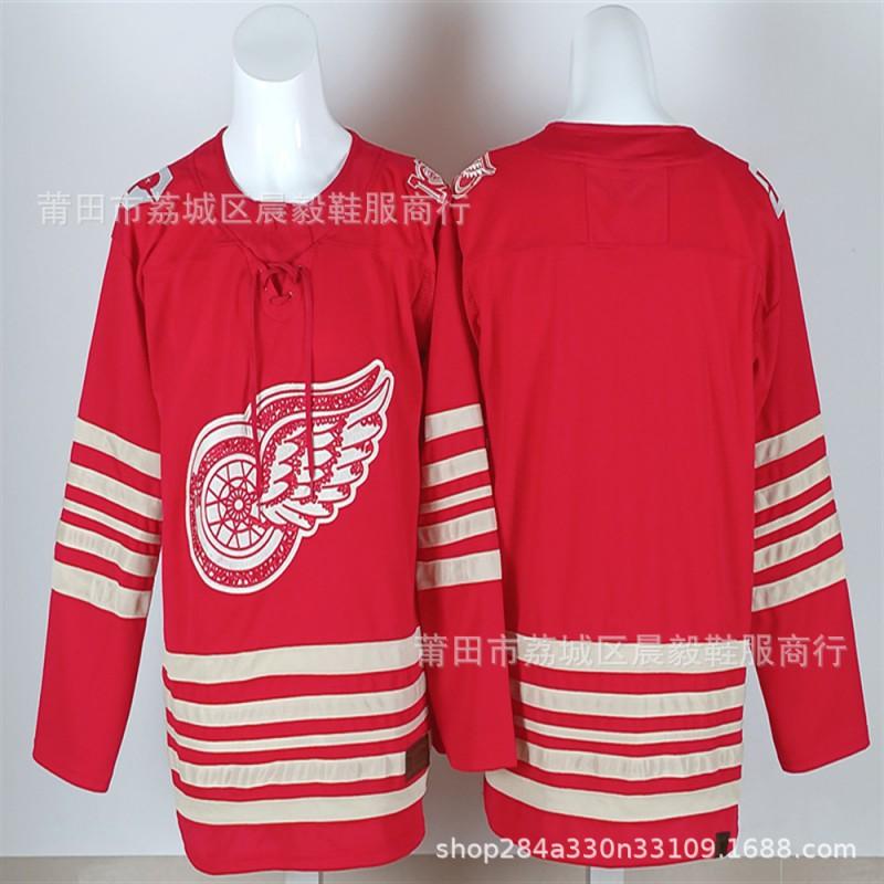 Detroit Red Wings Eishockey Trikot Bestickt Team Uniform Baumwolle Sportbekleidung Herren Erwachsene