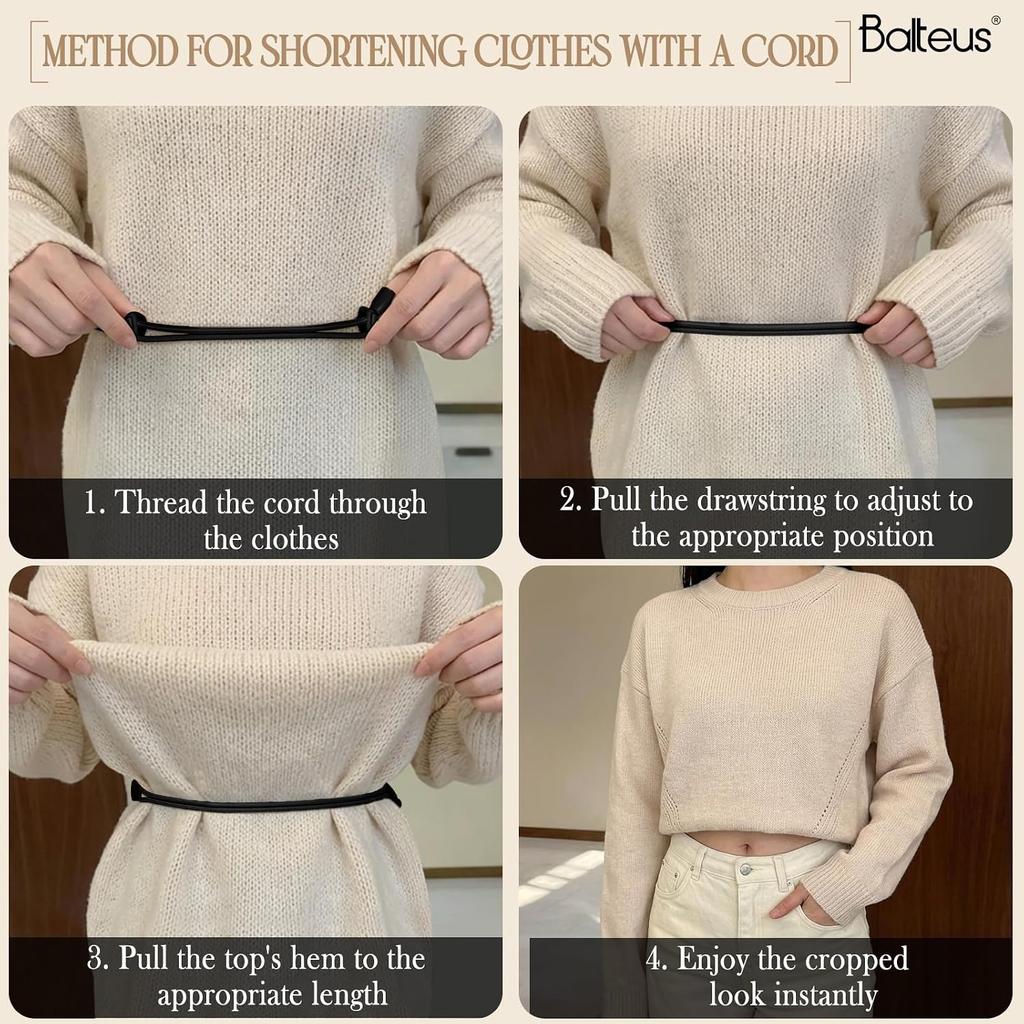 2Pcs Adjustable Top Tuck Band, No-Slip Elastic Crop Top Band for Women, Shirt & Hoodie Hack for Parties & Daily Wear