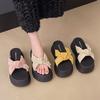 Pearl cross cool slippers women's summer wear popular new round head with skirt thick-soled beach slippers