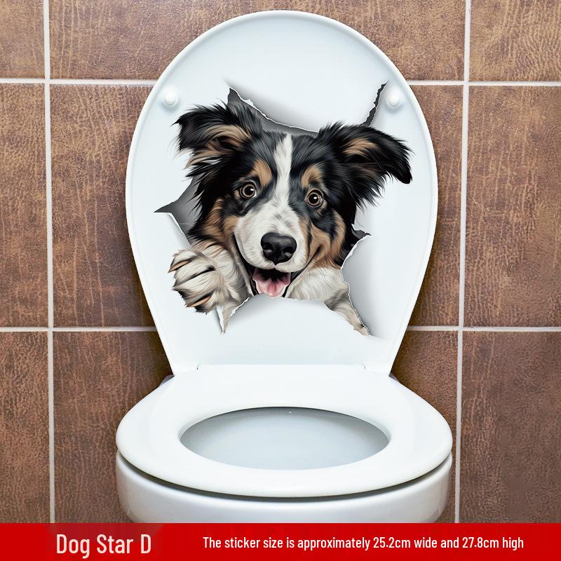 3D Cartoon Pet Stickers - Dog Toilet & Bedroom Home Decor, Self-Adhesive