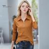 Women T-shirt Lapel Zipper Half Placket Long Sleeve Pullover Tops Solid Color Soft Stretchy Tee Slim Fit Casual Shirt Work Party Vacation Daily