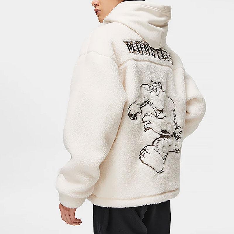Li Ning X Disney Monsters University Color Block Fleece Warm Loose Knit Long Sleeve Jacket Men Jacket AFDT655-3