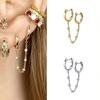 Rockyu Earrings for Double Hoop Chain Large and Small Ring Double Ring Silver Accessories Women, Zirconia, Earrings, Earrings, Hoop, Chain, Earrings,