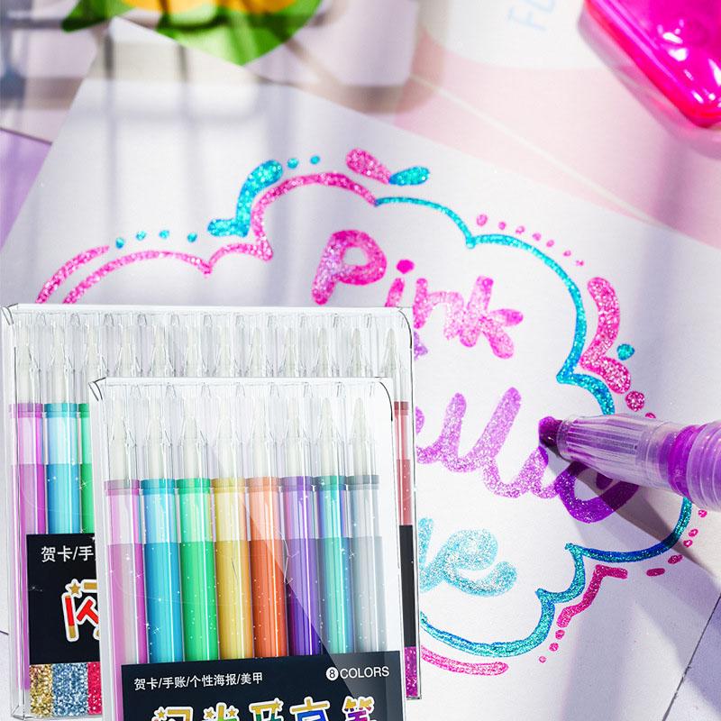 8/12 Flash Acrylic Marker Set with Thick Head Fluorescent for Hand Accounts Art Painting Greeting Card Decoration