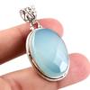 Natural Aqua Chalcedony Gemstone 925 Solid Sterling Silver Pendant 1.8" Z1p67