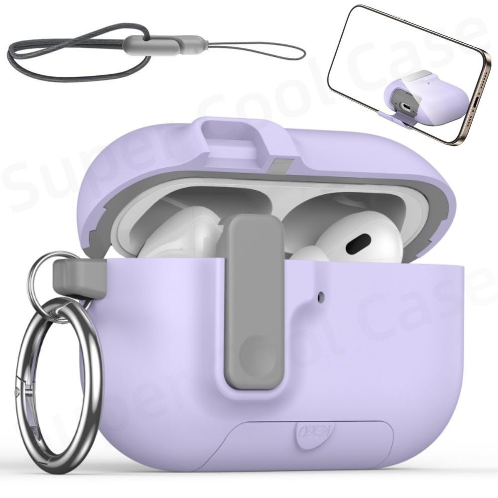 (Fluffy Blue) For Airpods Pro 3 New Full Protection Auto Pop-Up Lid Design with Lanyard Wireless Charging Case For Airpods Pro 3