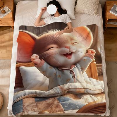 Lustige Kunst niedlicher Cartoon Pyjama-Maus Flanell weiche warme Plüschdecke Sofa Wohnzimmer Haustier Zuhause Schlafzimmer Geschenk Haus Auto tragbar