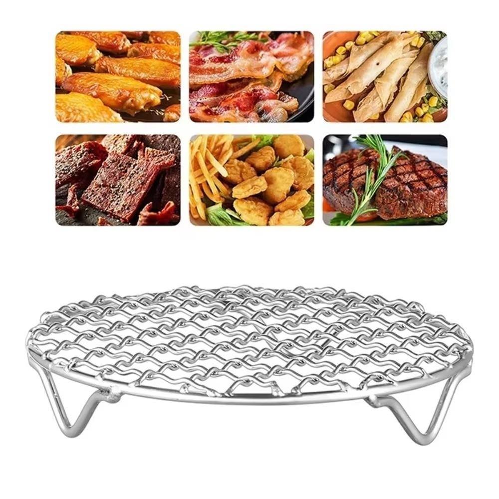 Round Shape BBQ Cooling Rack with Foot Air Fryer Rack Durable BBQ Net  Oven Use