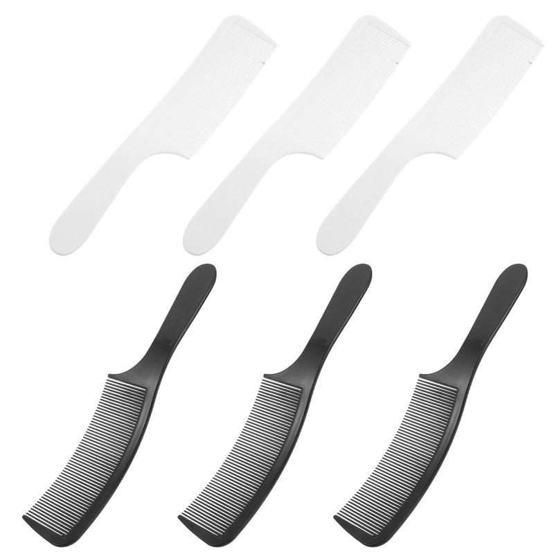 6Pcs Professional Barber Comb Curved Hair Styling Tool Black White Ergonomic Handle Flat Top Fade Haircut Comb for Men