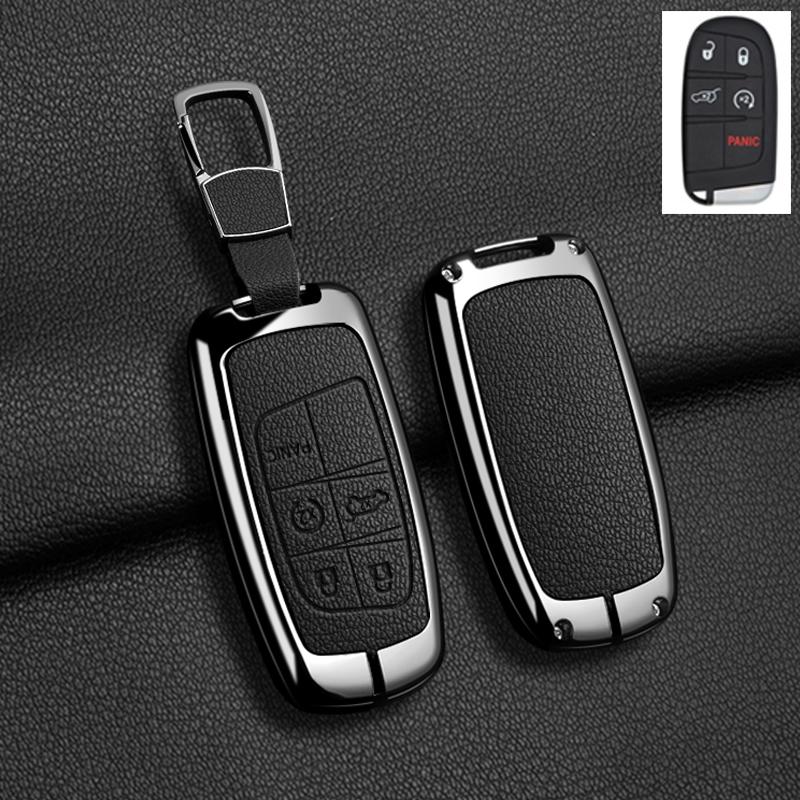 Housse Porte-Clés en Alliage de Zinc Automatique Adaptée Pour Jeep Grand Cherokee Wk2 Kl Wrangler Jk Jl Mp Patriot Renegade Commander Compass 4 5 Boutons Porte-Clés
