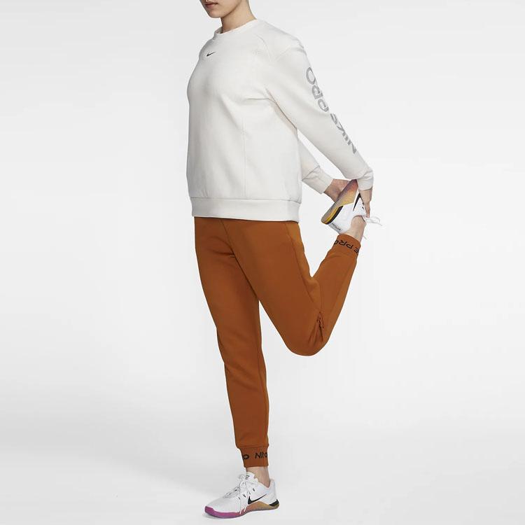 Nike Pro Knit Comfort Sport Pullover Crew Neck Sweatshirt Women Sweatshirt Phantom Grey White BV4055-030