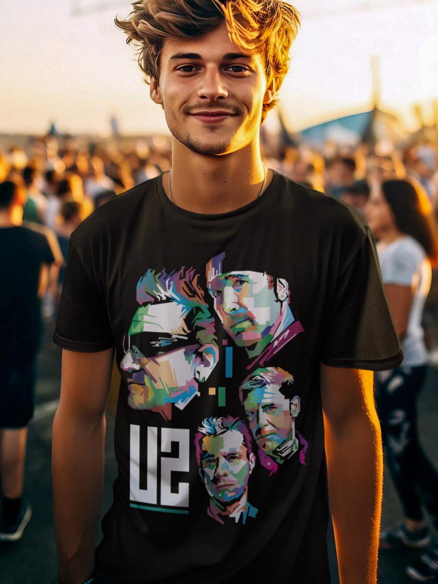 

Retro Musik U2 Bono the Edge Adam Claytonband konzert Herren T-Shirt Mens Womens Tees Top Baumwolle S