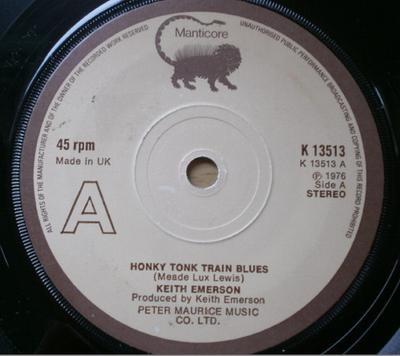 7inch Record KEITH EMERSON - Honky Tonk Train Blues K13513 Manticore 1976 UK Rock Used