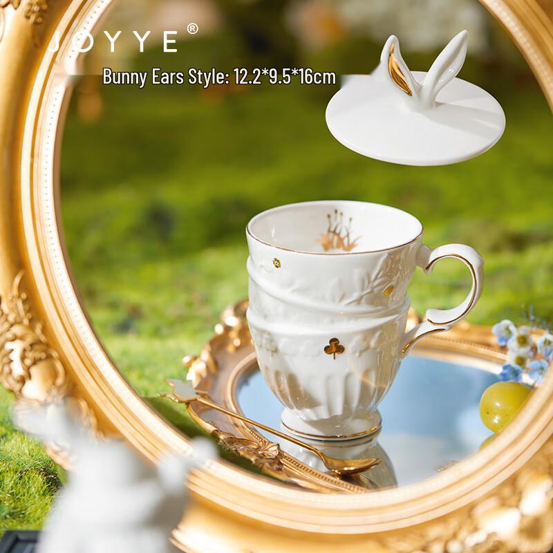 JOYYE Rabbit Ear Ceramic Mug with Lid & Handle
