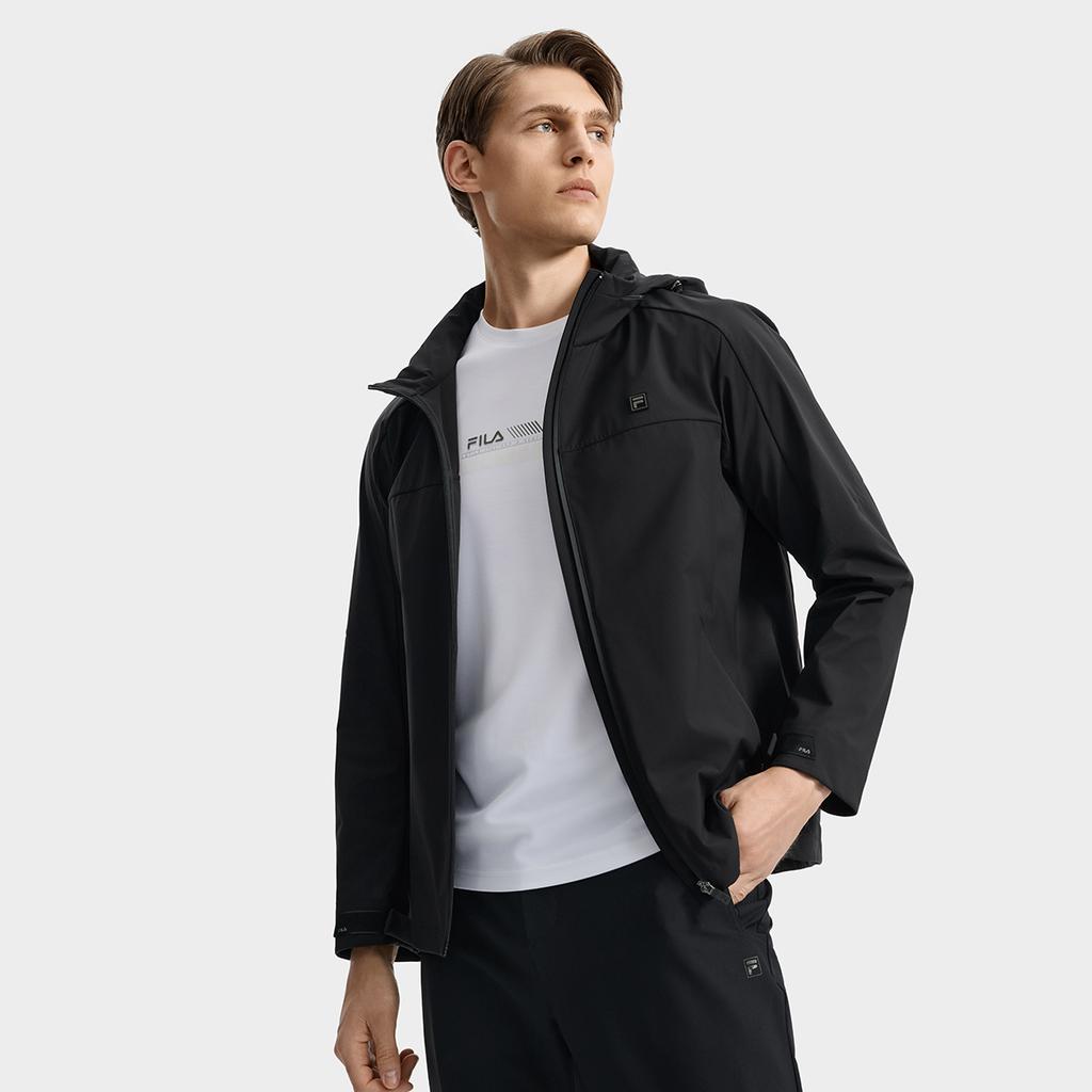 Fila White Casual Classic Versatile Outdoor Windproof Warm Long Sleeve Loose Hooded Woven Jacket Men Jackets F11M533705FBK